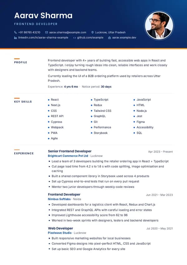 Executive resume design — example